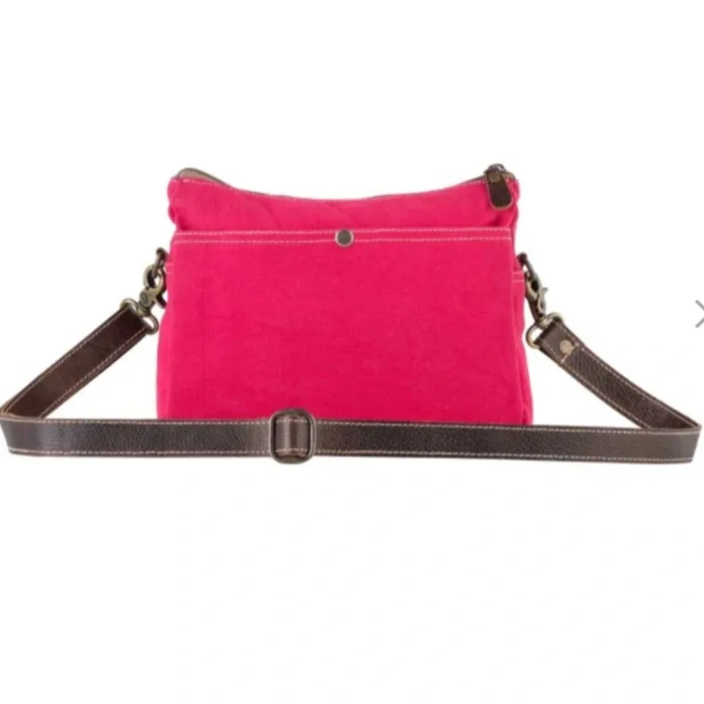 Taffy Upcycled Colorful Crossbody Fuchsia Canvas Leather Sixtease Bag